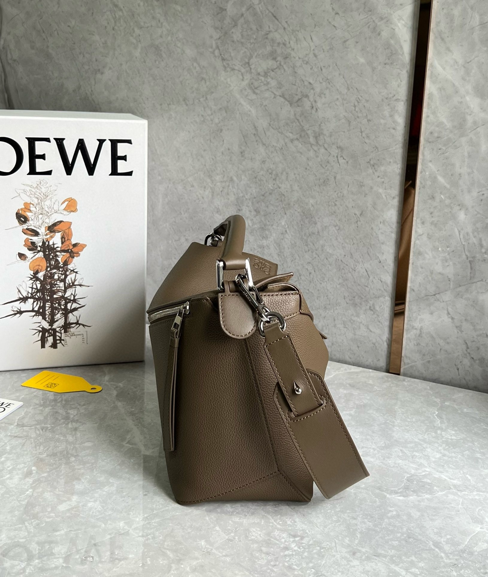 Loewe Puzzle Medium Bag in Dark Cigar Grained Calfskin