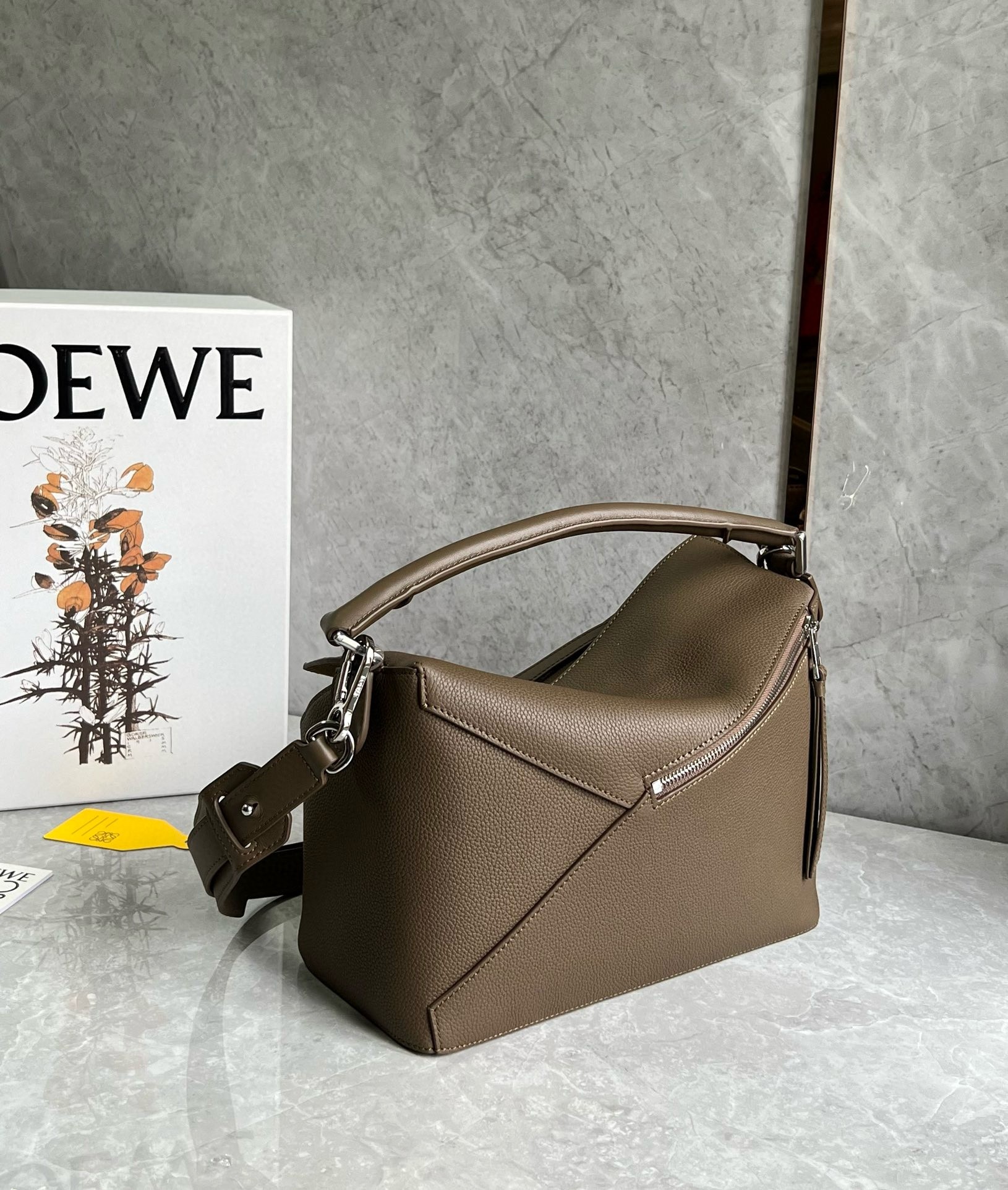 Loewe Puzzle Medium Bag in Dark Cigar Grained Calfskin