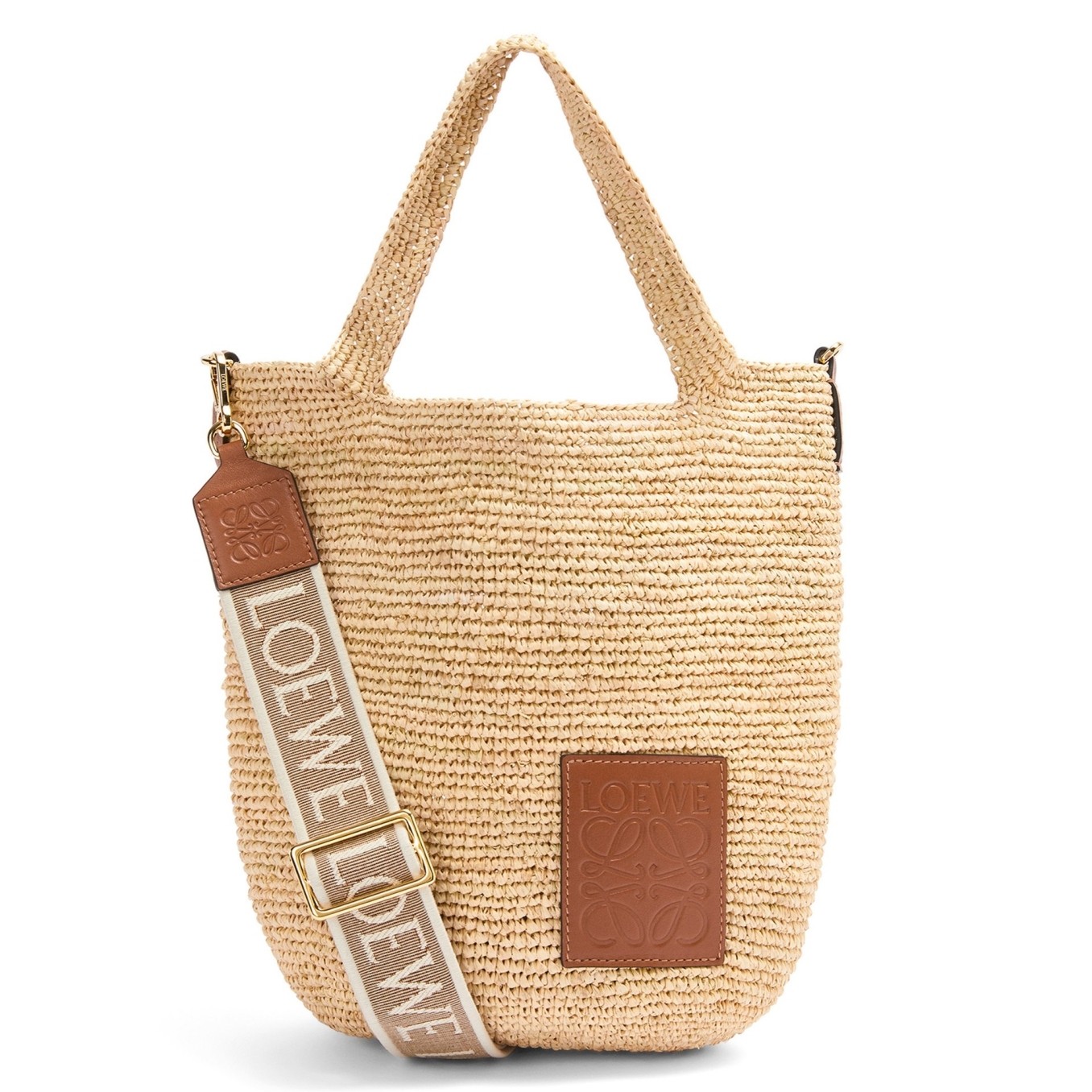 Loewe Slit Tote Bag in Raffia and Calfskin