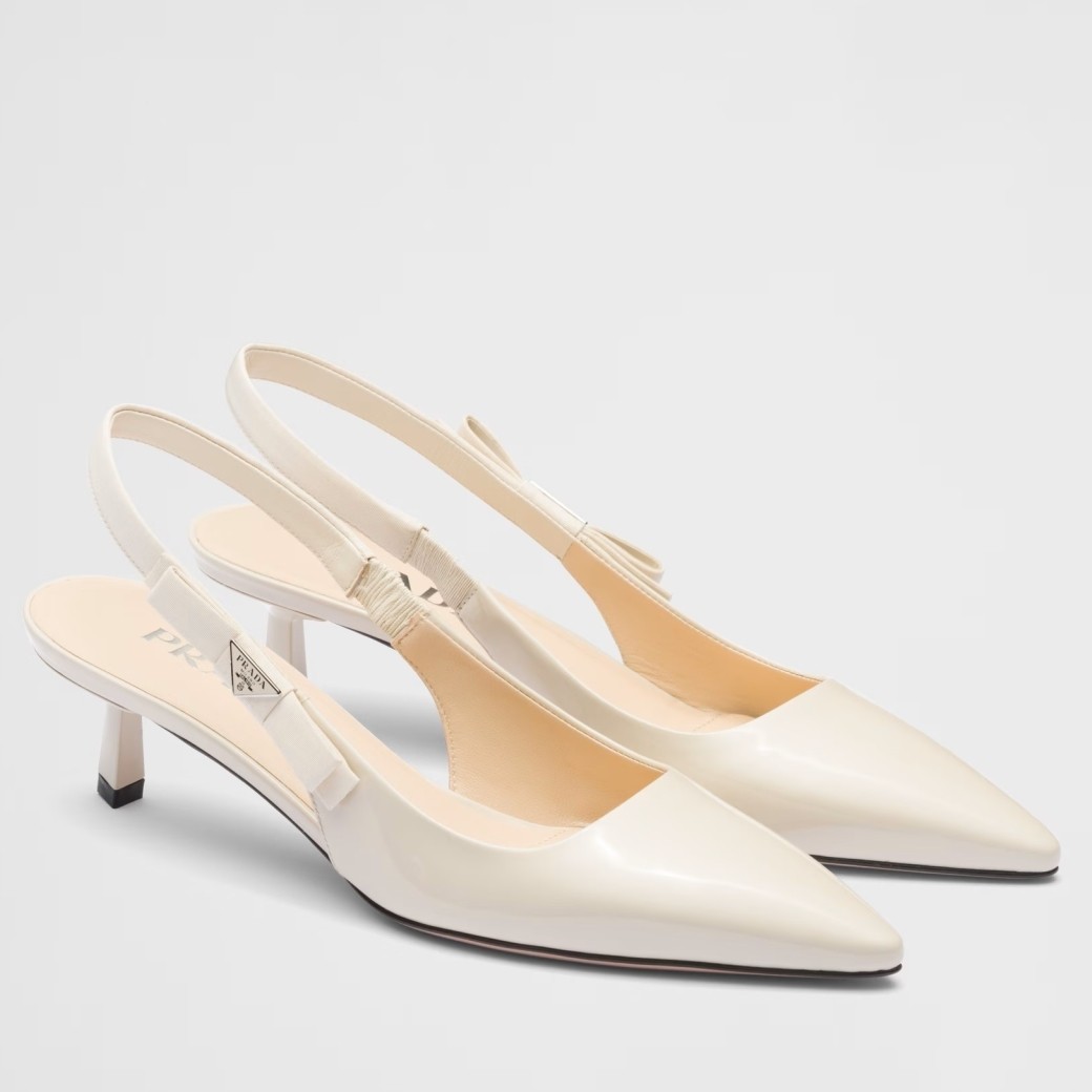 Pra*a slingbacks pumps 45mm in white patent leather