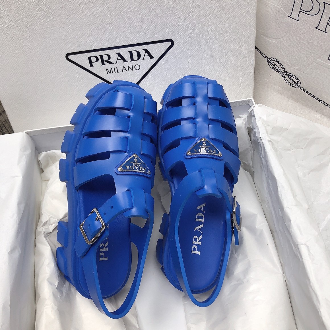 Pra*a foam sandals in blue rubber