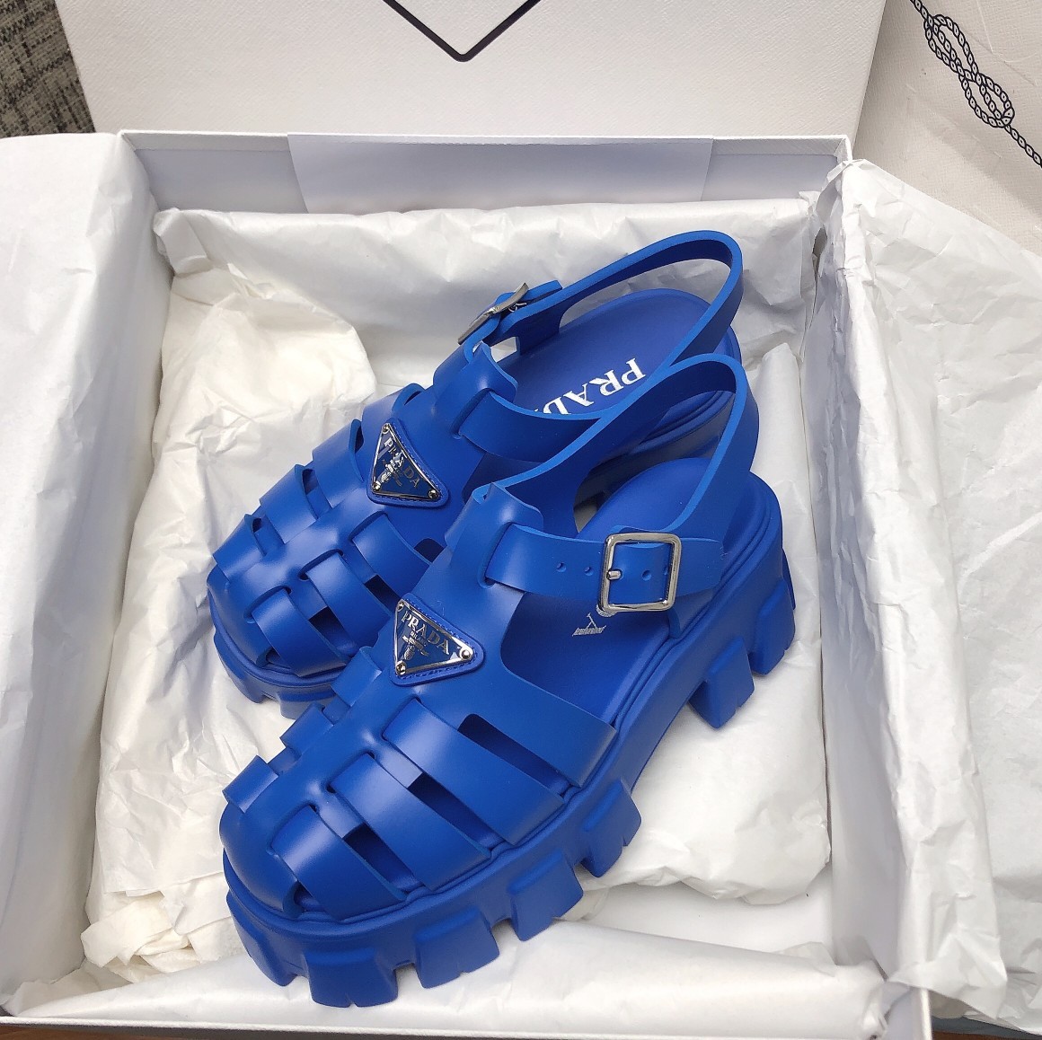 Pra*a foam sandals in blue rubber