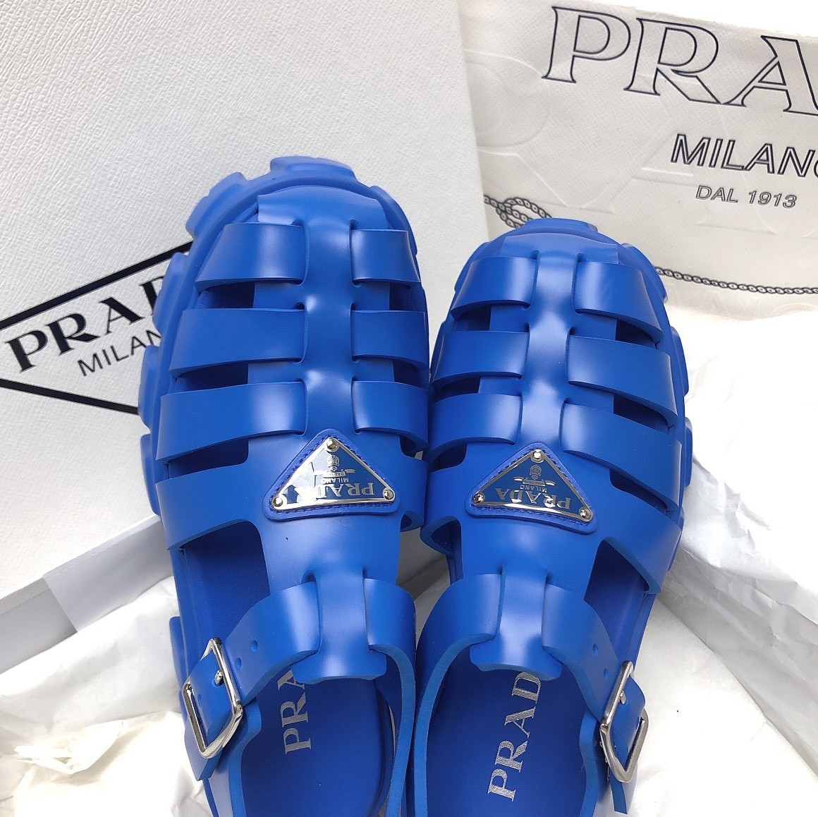 Pra*a foam sandals in blue rubber