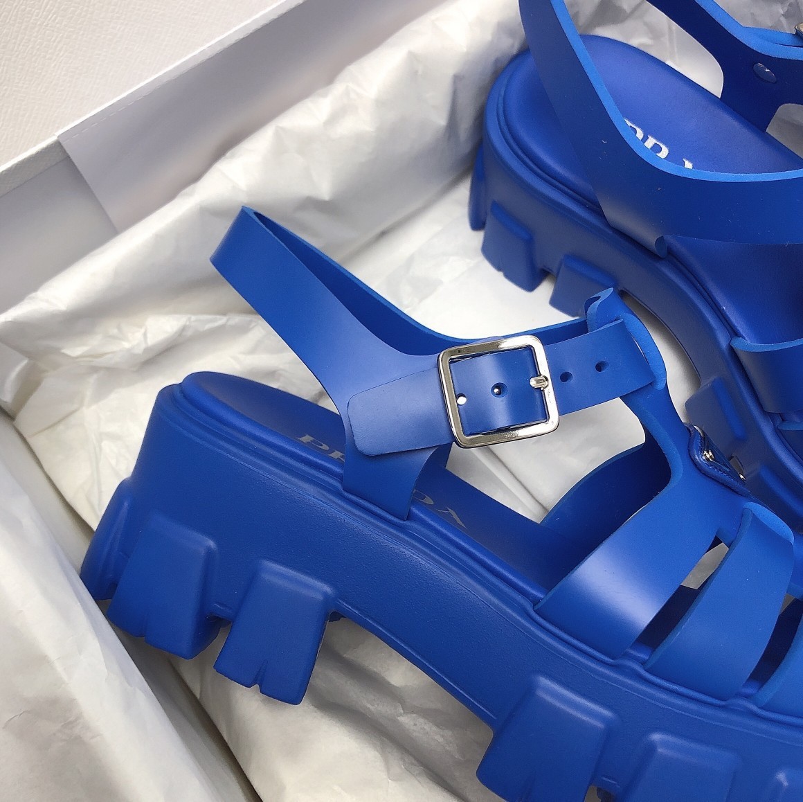 Pra*a foam sandals in blue rubber