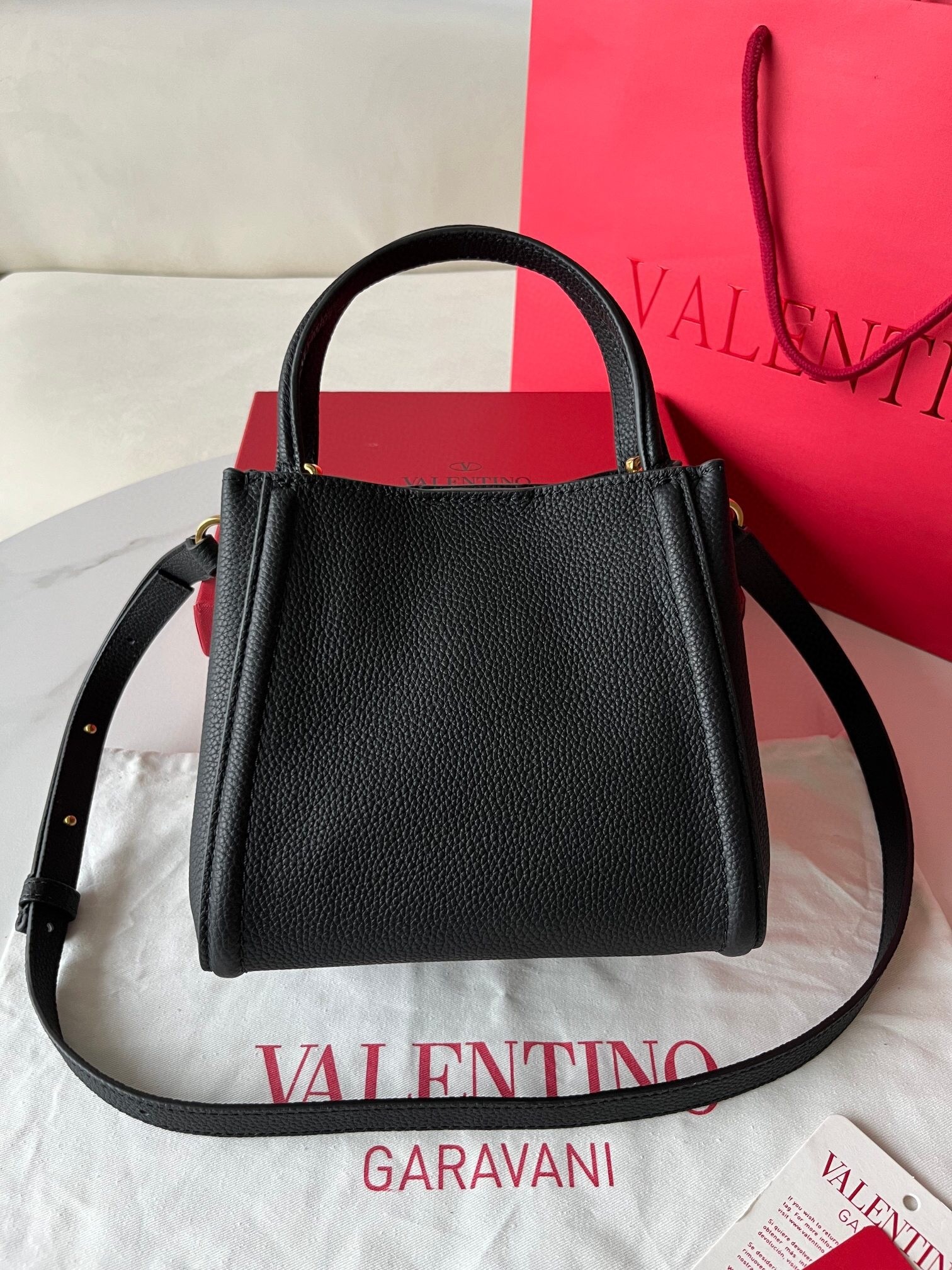 Valentino Alltime Small Bag in Black Grained Calfskin