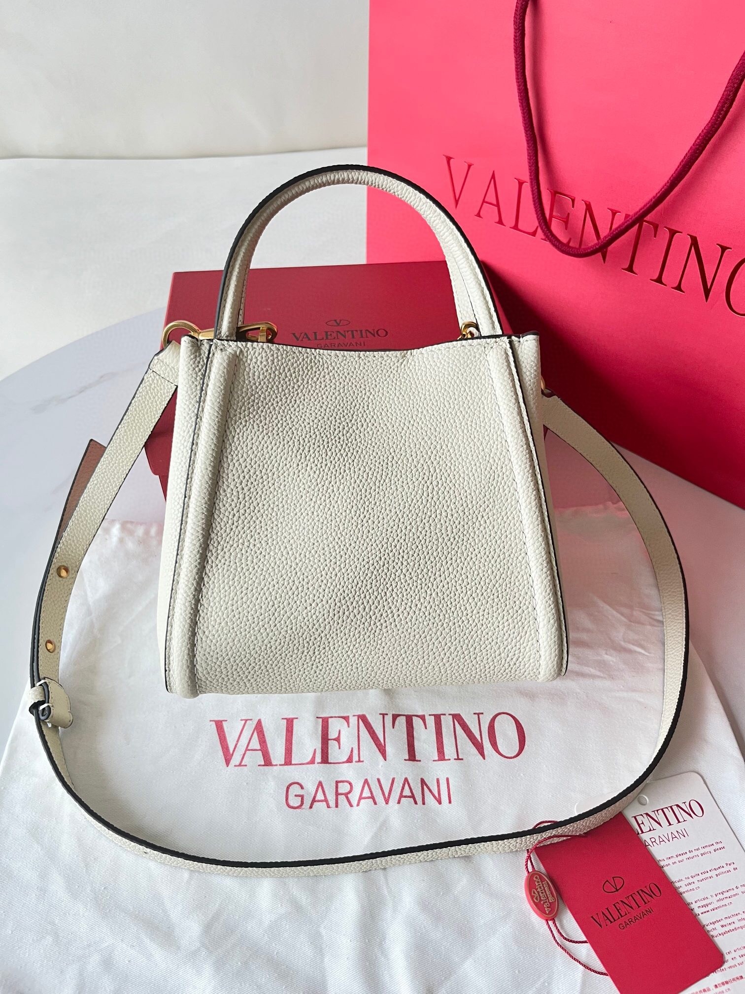 Valentino Alltime Small Bag in White Grained Calfskin