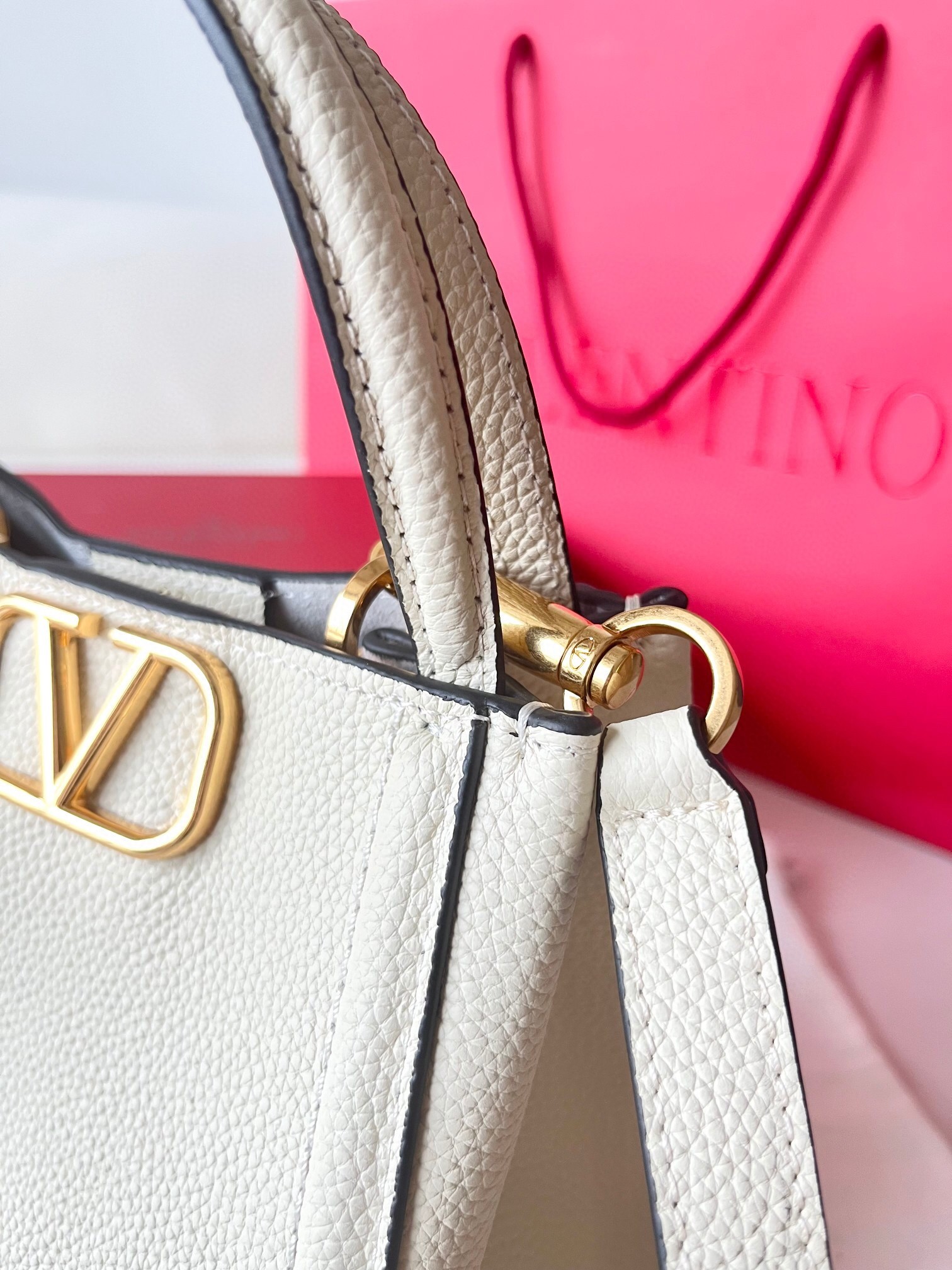 Valentino Alltime Small Bag in White Grained Calfskin