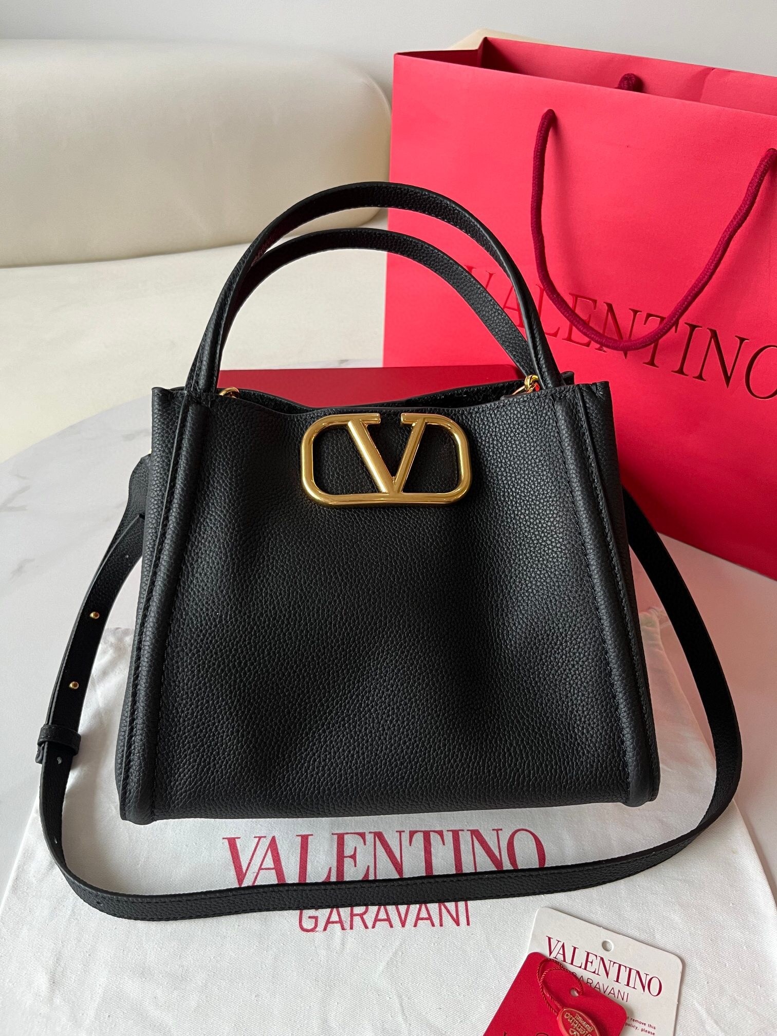 Valentino Alltime Medium Bag in Black Grained Calfskin