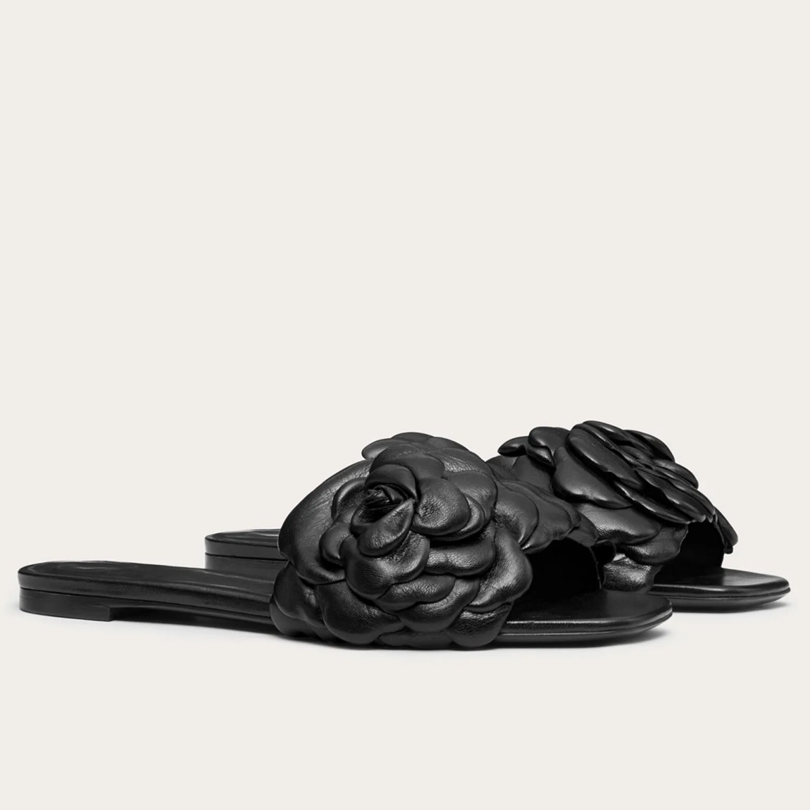 Valentino Atelier Shoes 03 Rose Edition Slide Sandals Black