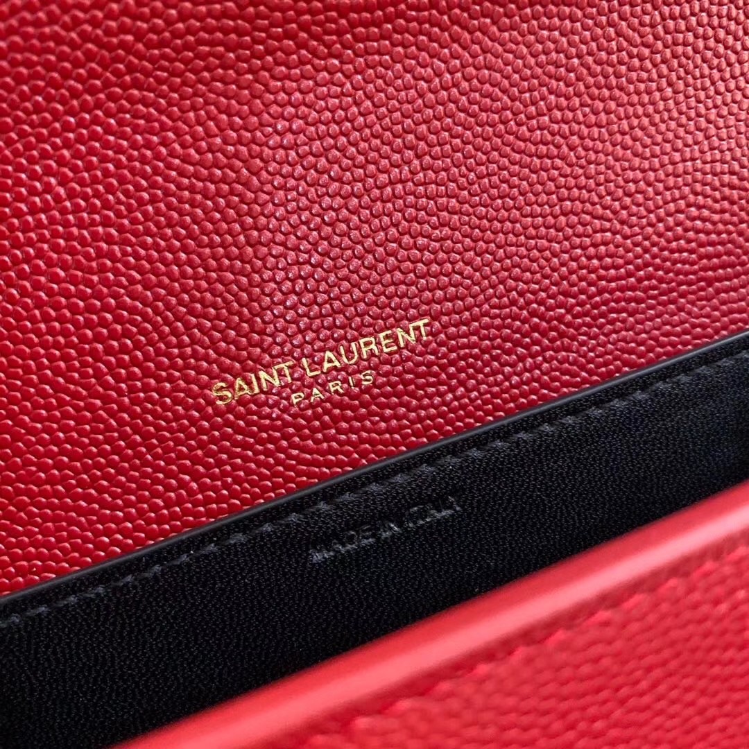 Saint Laurent WOC Uptown Chain Wallet In Red Leather