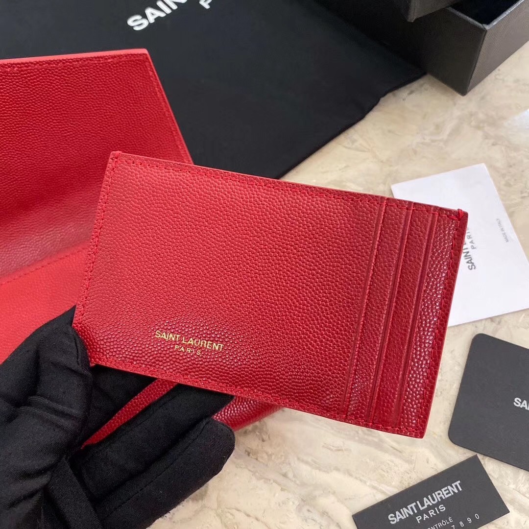 Saint Laurent WOC Uptown Chain Wallet In Red Leather