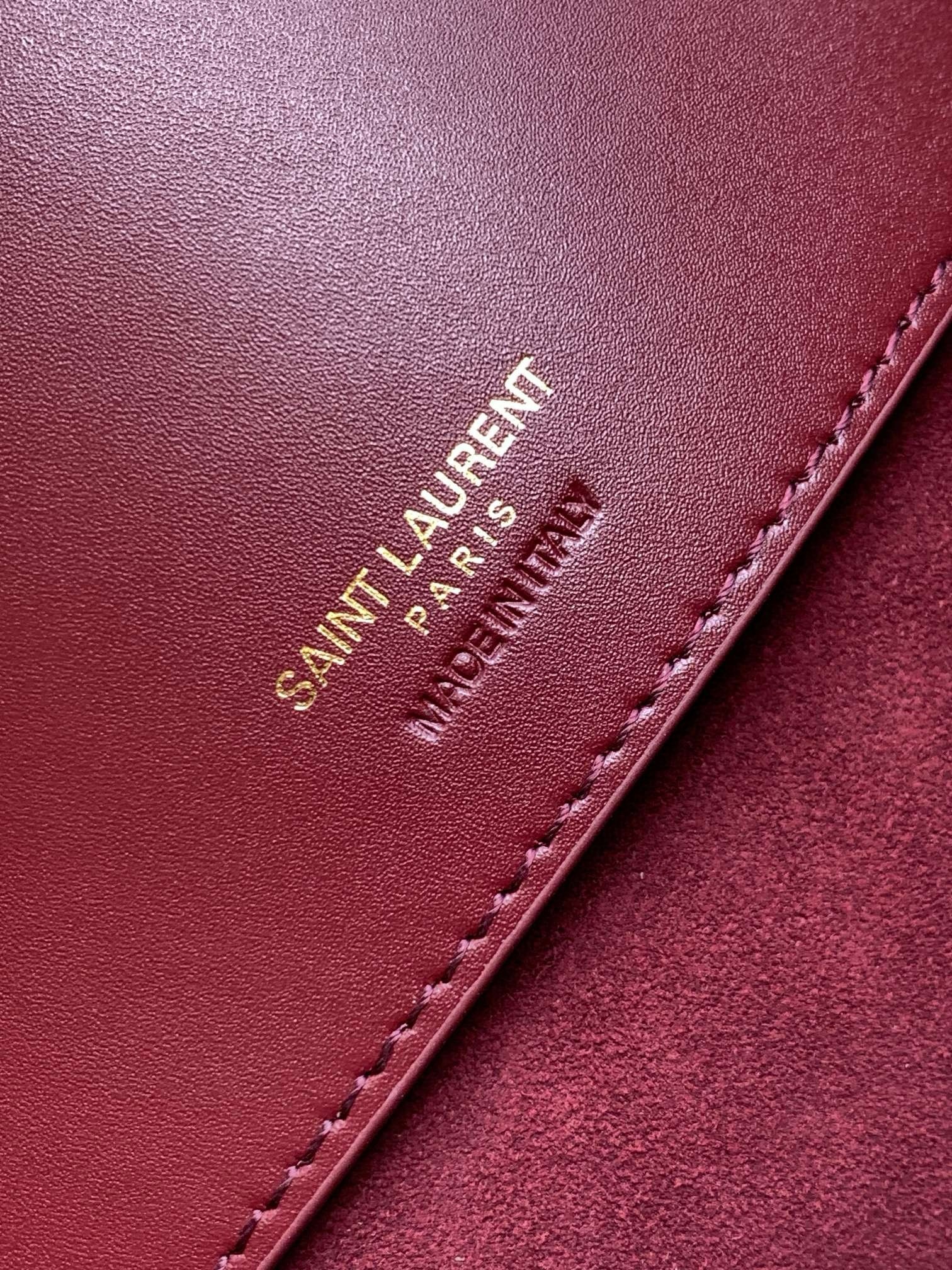 Saint Laurent Le 37 Large Bucket Bag in Burgundy Leather