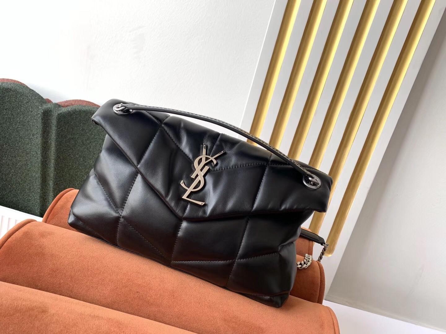 Saint Laurent Loulou Puffer Small Bag In Black Lambskin