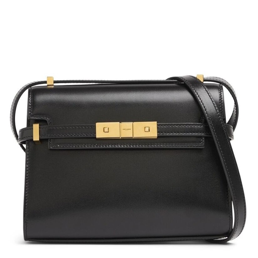 Saint Laurent Manhattan Mini Shoulder Bag in Black Calfskin