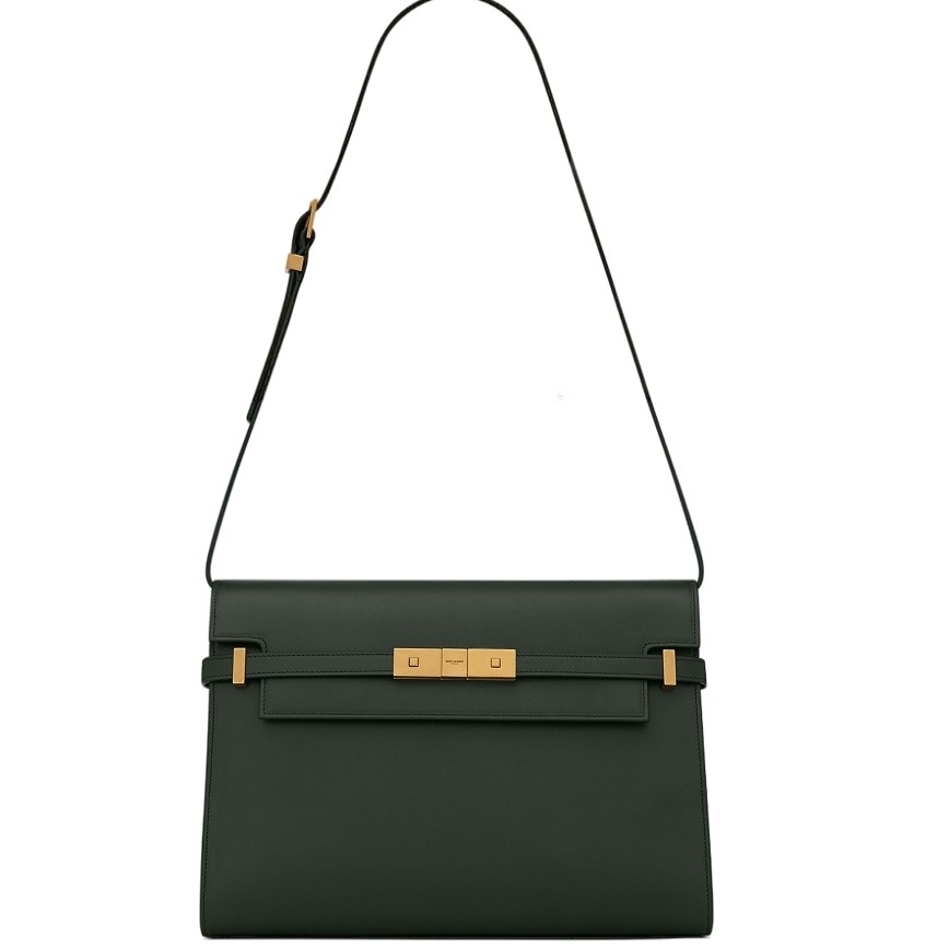 Saint Laurent Manhattan Medium Shoulder Bag in Green Calfskin