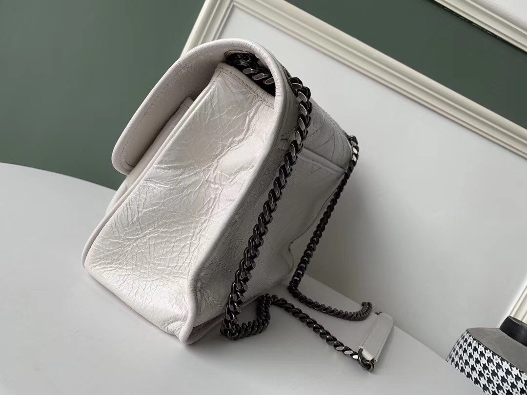 Saint Laurent Medium Niki Bag In White Crinkled Leather