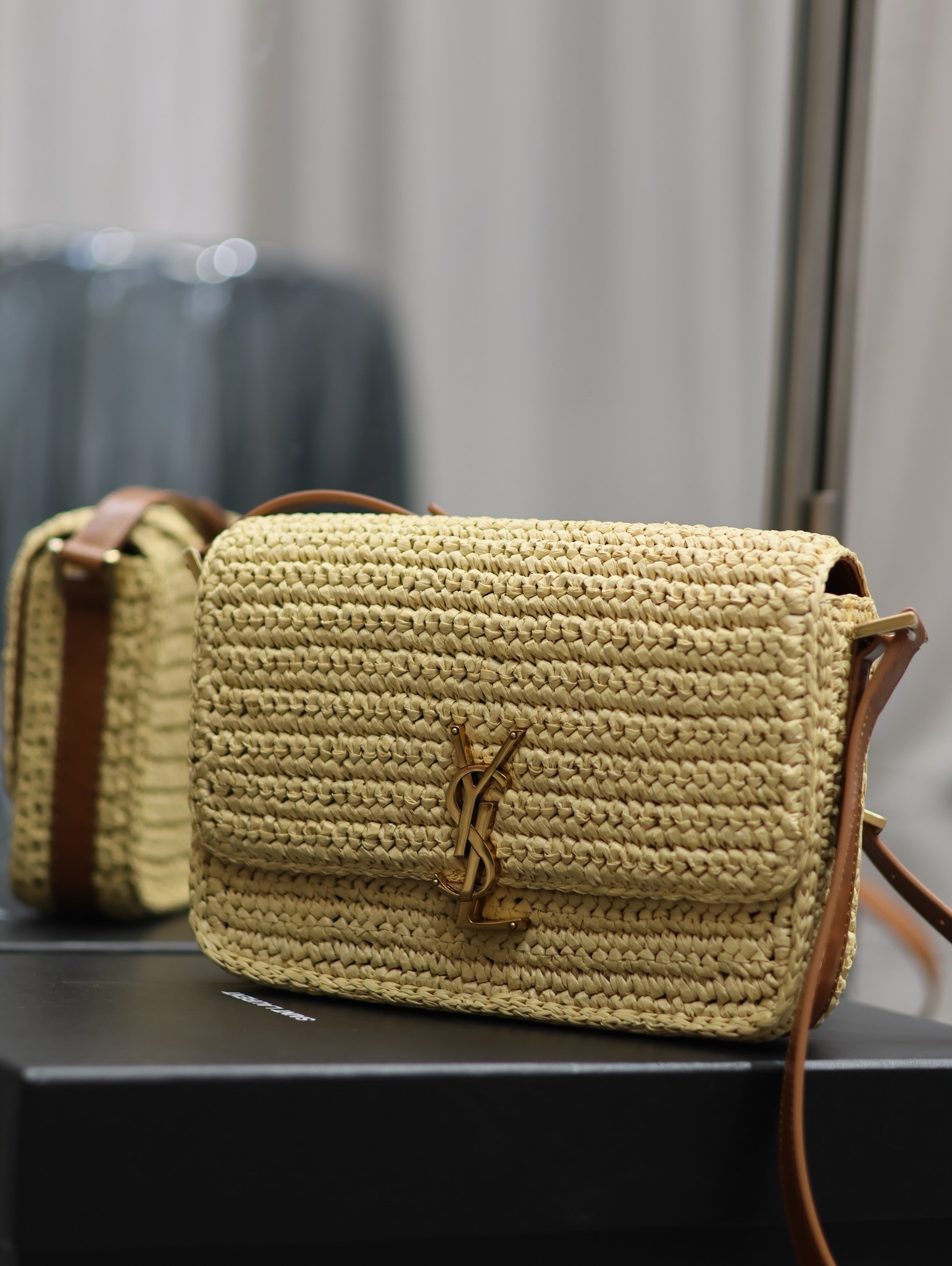 Saint Laurent Medium Solferino Bag in Naturel Raffia