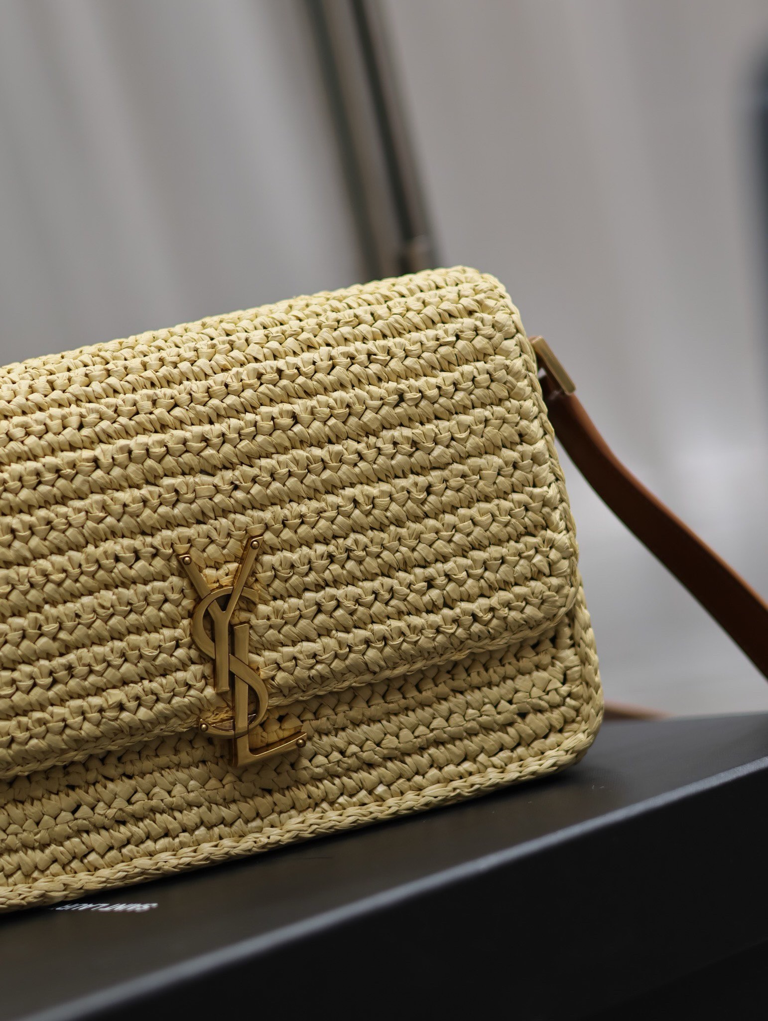 Saint Laurent Medium Solferino Bag in Naturel Raffia