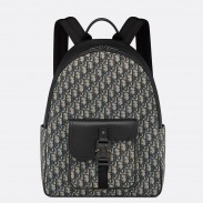 Dior Saddle Zip Backpack in Beige Oblique Jacquard 