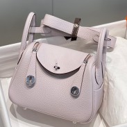 Hermes Lindy Mini Bag In Mauve Pale Clemence Leather PHW