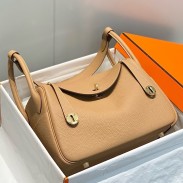 Hermes Lindy 30cm Bag In Chai Clemence Leather GHW