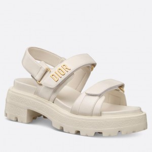 Dior Dioract Platform Sandals in White Lambskin