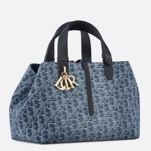 Dior Toujours Medium Bag in Blue Denim Oblique Jacquard