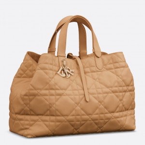 Dior Toujours Large Bag in Brown Macrocannage Calfskin