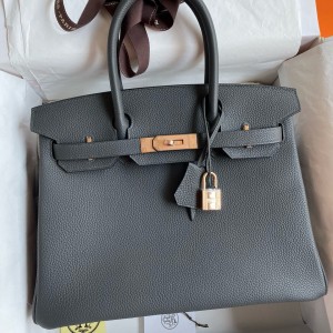 Hermes Birkin 30 Retourne Handmade Bag In Ardoise Clemence Leather 