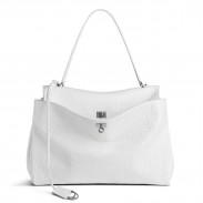 Balenciaga Rodeo Large Bag in White Crocodile Embossed Calfskin