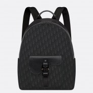 Dior Saddle Zip Backpack in Black Oblique Jacquard 