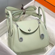 Hermes Lindy Mini Bag In Vert Fizz Clemence Leather PHW