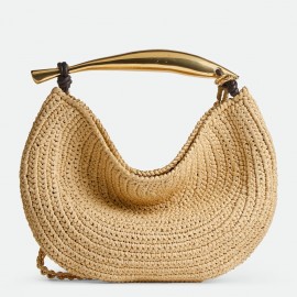 Bottega Veneta Sardine Small Bag with Chain in Natural Raffia