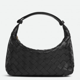 Bottega Veneta Mini Wallace Bag in Black Intrecciato Calfskin