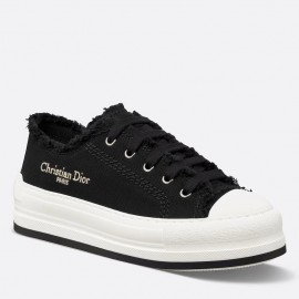 Dior Walk'n'Dior Platform Sneakers in Black Fringed Cotton Canvas