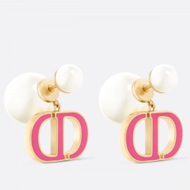 Dior Tribales Earrings in Metal and White Pearls with Rani Pink Lacquer