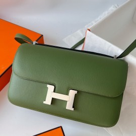 Hermes Constance Elan Handmade Bag In Canopee Evercolor Calfskin 