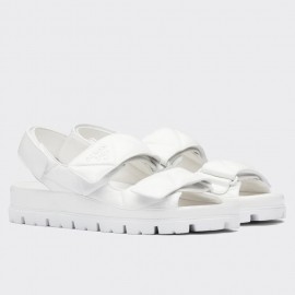 Prada Padded Sandals In White Nappa Leather 