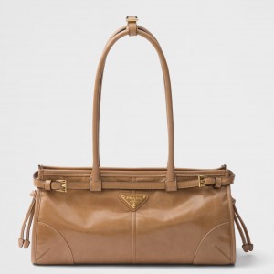 Prada Medium Tote Bag in Brown Soft Leather